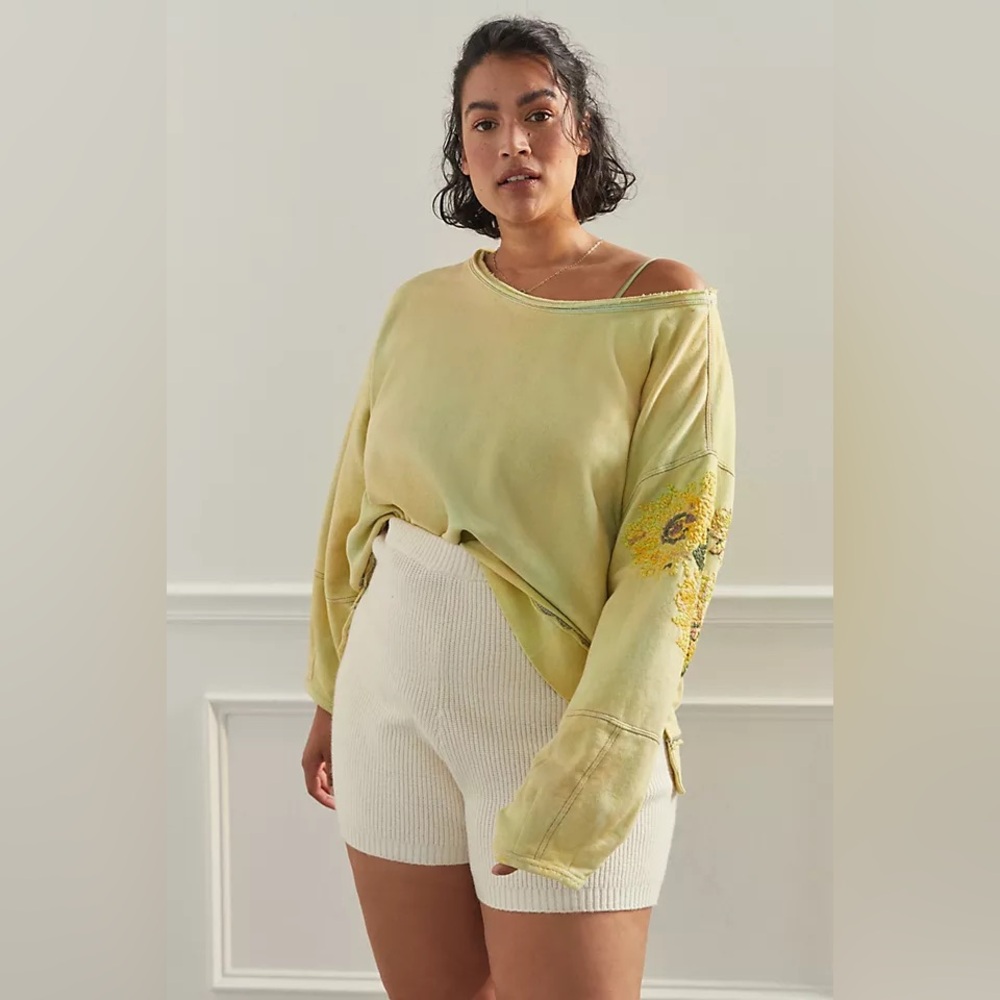 Daily Practice Anthropologie Azalea Tie Dye Oversized Sweatshirt in Yellow, XL